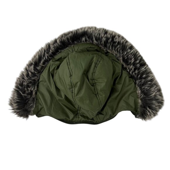 Green Winter Coat Puffer Jacket Faux Fur Removable Hood Sz 1X (Fits Like Large) - Picture 5 of 15